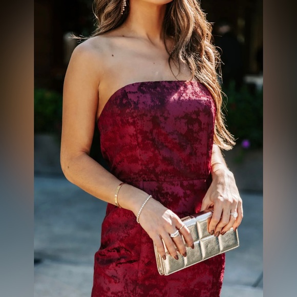 Strapless Embossed Gown - Picture 2 of 4